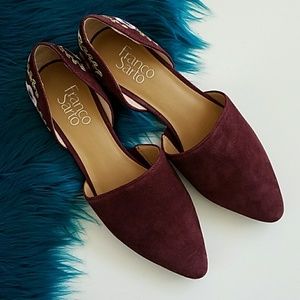 Franco Sarto Sanora Flats Burgundy Floral Size 7